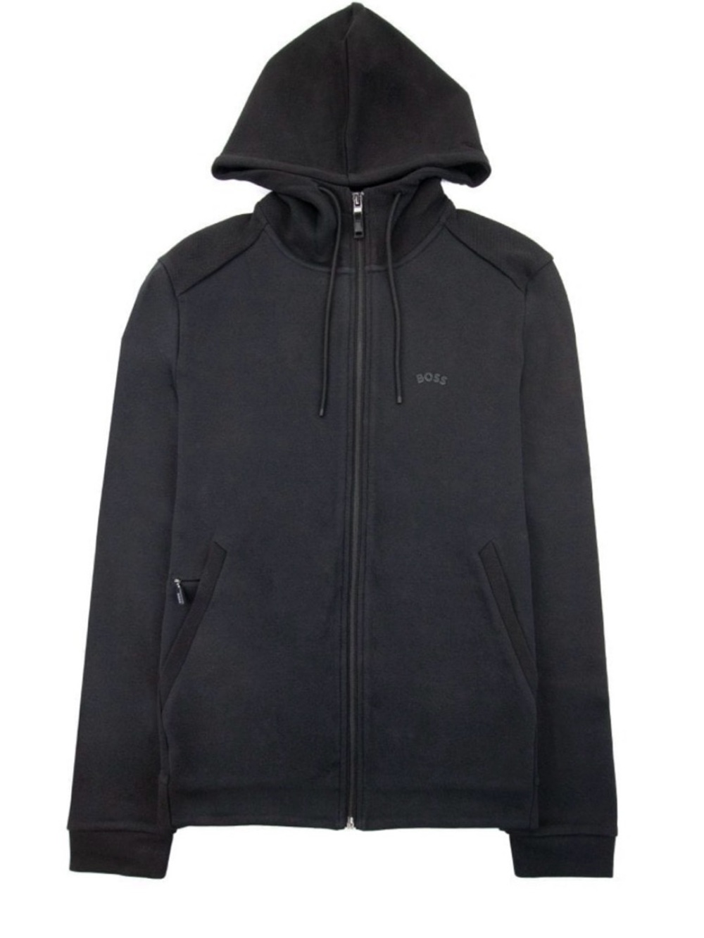 Boss Black Saggy Curved Logo Hoodie with Green Trim